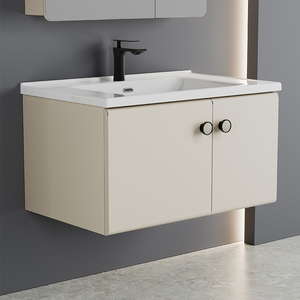 Tocador de <span class=keywords><strong>baño</strong></span> flotante montado en la pared 60 70 <span class=keywords><strong>80</strong></span> <span class=keywords><strong>cm</strong></span> con <span class=keywords><strong>espejo</strong></span> LED inteligente y lavabo de Villa gabinete de <span class=keywords><strong>baño</strong></span> estilo crema francesa - Product Image 3