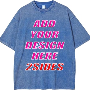 Vintage <b>Tshirt</b> Cotton Plain American Retro Hip-hop Printed Short Sleeved T-shirt Vintage Washed Loose Heavyweight Round Neck - Product Image 5