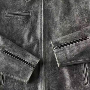 Chaqueta de Cuero Tie-Dye Personalizada de Alta Calidad para Hombre Estilo Hip Hop de Invierno con Cuello Vuelto Chaqueta de Piel Lavada Cortavientos de Gran Gramaje - Product Image 3