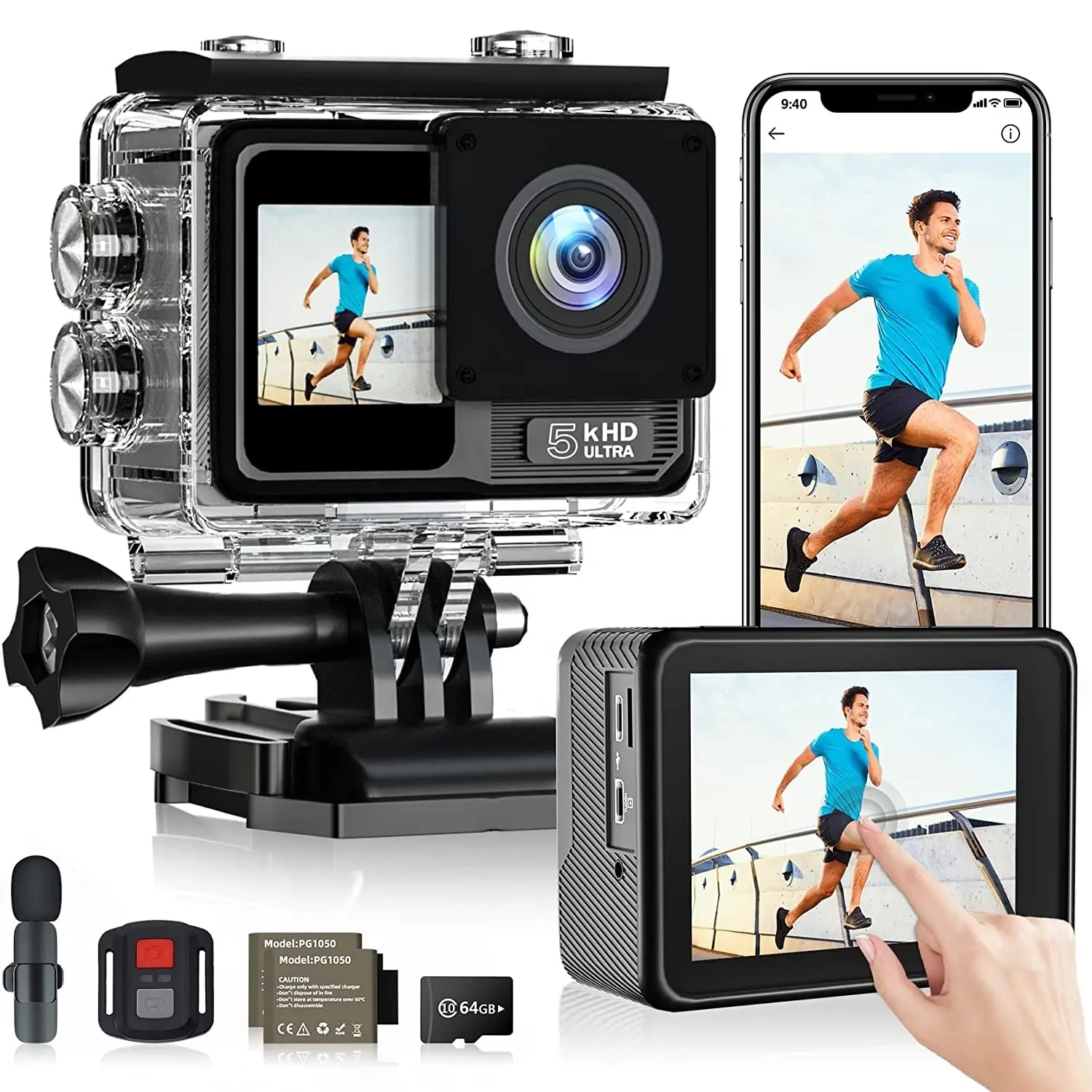 Fotocamera subacquea impermeabile 5k Action Camera per stabilizzazione bici Anti-Shake Dual Screen 131FT fotocamere sportive con WiFi