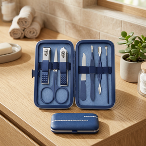 ASAP Professional 7pcs Carbon Steel Luxurious Manicure Pedicure Set <b>Box</b> Nail Clipper Care Kit for Adults Babies Black Finger/Toe - Product Image 3