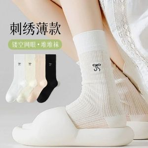 Mesh Bow <b>Socks</b> Thin Breathable Ballet Style Women Summer Long <b>Socks</b> - Product Image 1