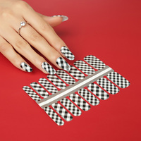 Huizi Non-toxique populaire motif classique autocollants pour ongles personnalisé en gros transparent vernis à ongles autocollants