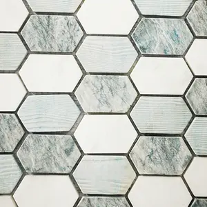 Mosaico de resina hexagonal para decoração de paredes, pisos, banheiros, cozinhas, azulejos, personalização de suporte de fábrica