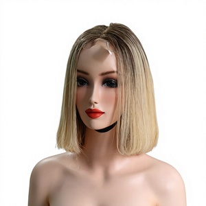 Peluca Corta Bob con Encaje Frontal, Ombre Rubio, Cabello Virgen Doble Trama Vietnamita Liso Extremo, Sin Pegamento, Encaje HD - Product Image 2