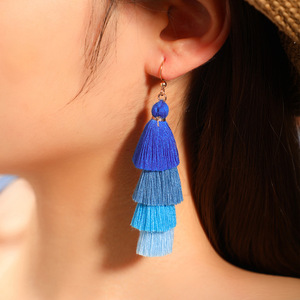 Bohemian <b>Tassel</b> <b>Earrings</b> Linen Thread Drop <b>Earrings</b> For Women Party Fashion Dangle Jewelry 2024 - Product Image 4