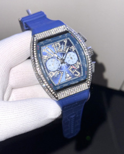 Thạch anh xem người đàn ông sang trọng Chronograph hip hop đồng hồ người đàn ông Mens Sliver cổ tay đồng hồ Đồng hồ nam - Product Image 3