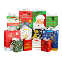 Bolsas de Regalo Navideñas Premium con Acabado Brillante y Asas de Listón en Tamaños Surtidos para Envolver Regalos Navideños
