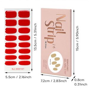 16 embouts de gel semi-durci pour ongles, couleur unie, adhésif, imperméable, vernis à ongles en gel longue durée, autocollants pour ongles, kits pour lampe UV - Product Image 6