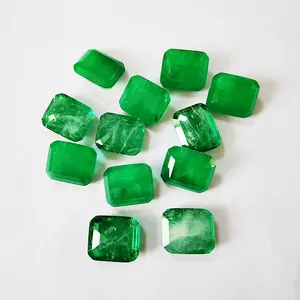 Zambia gemas esmeralda barata octangle corte pedra natural verde