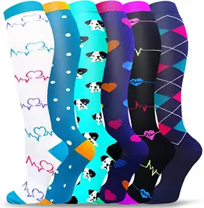 KTS5 Custom Sports Men's Compression Socks Colorful Women Medical Nurse Knee High Compression Socks