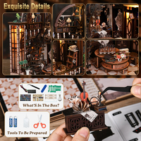 Kit de bricolage pour mini-bibliothèque miniature, puzzle en bois 3D, maison de poupée, kit de construction artisanal, lumière LED, décoration de la maison, décoration de bureau