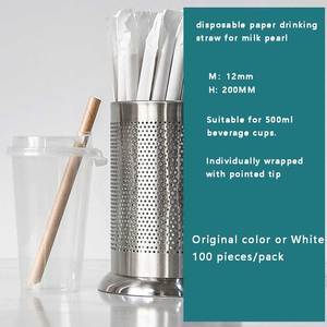 Pajitas desechables de papel para bebidas de leche con perlas, 12 mm de diámetro, pajitas desechables de plástico para bebidas de té de burbujas, empaquetadas en papel para leche. - Product Image 4
