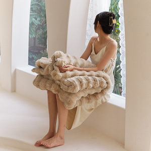 Manta de doble cara de tamaño personalizado, de lujo, supersuave, cálido, piel de conejo de imitación, peluda, mullida, para cama, sofá - Product Image 4