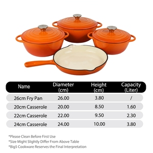 Ensemble de casseroles en <span class=keywords><strong>fonte</strong></span> <span class=keywords><strong>émaillée</strong></span> avec poignées rondes, certifié FDA LFGB, compatible avec tous les types de cuisinières, logo personnalisé - Product Image 4
