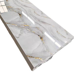 Panel de Pared de Diseño de Piedra Natural, Color Personalizado, Panel de <span class=keywords><strong>PVC</strong></span> de Mármol Brillante con Acabado Dorado de Lujo - Product Image 1