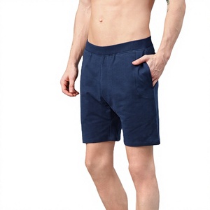 Pantalones Cortos Bermuda de Algodón Azul Marino para Hombre, Cintura Media, Elásticos, Transpirables, Casuales, de Punto, con Bolsillos - Product Image 1