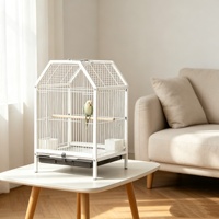 Cage à perroquet en forme de maison pour l'intérieur et l'extérieur, portable, suspendue, avec plateau à déchets amovible pour petits oiseaux de compagnie