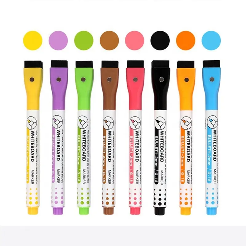 Conjunto de canetas marcadoras com borracha, quadro branco de secagem rápida personalizado com 6/8/12 cores, durável