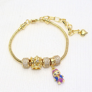 BC2153 Pulsera de cuentas de agujero grande con dijes colgantes de Labubu y muñeca rusa Matryoshka de dibujos animados, esmaltada y chapada en oro de 18k - Product Image 5