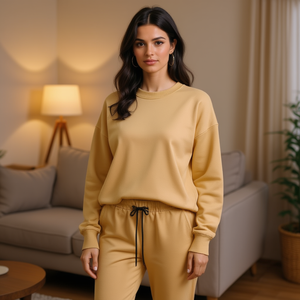 HDJ 2 Piece Set <b>Tracksuit</b> Jogger Suit Oversized Sweatshirt and Pants Loungewear Activewear H7022-6Sweatshirt+H7024-6Pants - Product Image 1