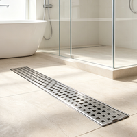 Grille de drainage de sol pour salle de bain, en acier inoxydable SS316, à motif quadratique linéaire, forme rectangulaire, pour cheveux longs, forme carrée