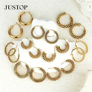 Aros de moda OEM/OEM, impermeables, de acero inoxidable, chapados en oro, hipoalergénicos, proveedor de joyería de moda, aretes de oro. - Product Image 4