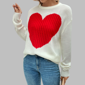 Mujeres dibujos animados corazón logo lindo blanco marca moda suéter - Product Image 3