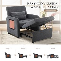 Schlafsofa aus Stoff, Einzelsofa, kleines Sofa, Ausziehbett mit USB-Anschluss, klappbarer Tisch, verstellbare Rückenlehne für Studentenwohnheime