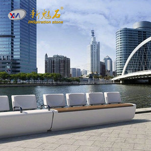 Nueva Banco de Hormigón GRC Magic Stone con Asiento de Madera, Muebles de Paisajismo para Exteriores, para Ingeniería Municipal - Product Image 3