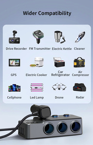 <span class=keywords><strong>Chargeur</strong></span> de <span class=keywords><strong>voiture</strong></span> 12-24V à charge rapide PD35W, super rapide, avec 3 ports USB QC3.0 et 3 prises allume-cigare, modèle GC06, vente chaude - Product Image 5