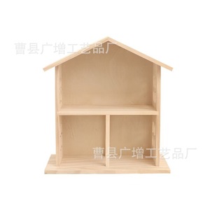 Wooden House Storage Rack 2 Tier Mini <b>Shelf</b> For Dolls Figurines Home Decor <b>Desktop</b> Organizer - Product Image 5