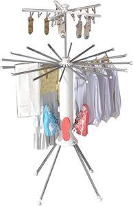 Trépied à <span class=keywords><strong>linge</strong></span> pliant étendoir à <span class=keywords><strong>linge</strong></span> rétractable portable à 3 niveaux extérieur circulaire cintre sèche-<span class=keywords><strong>linge</strong></span> avec 4 poulies - Product Image 3