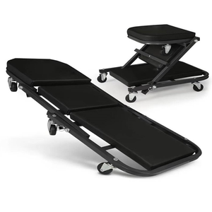 Utility 36 inch Creeper Seat <b>Folding</b> Car Repair <b>Bed</b> Capacity 300Lbs Padded Seat Steel Frame Portable Swivels Black GAPGAR034 - Product Image 1
