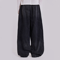 Pantalon de jogging ample et décontracté noir délavé à l'acide, coupe ample, grande taille pour homme