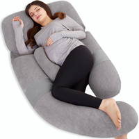 Oreiller de grossesse en coton amovible pour tout le corps avec housse en velours cristal