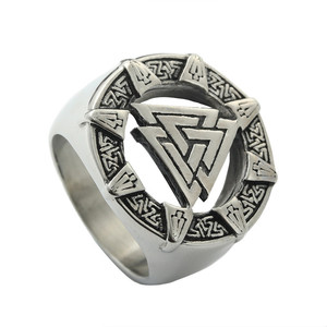 Anillo Triangular Vikingo para Hombre, Plata Tibetana, Diseño Geométrico, Estilo Retro Punk, Joyería de Regalo - Product Image 5