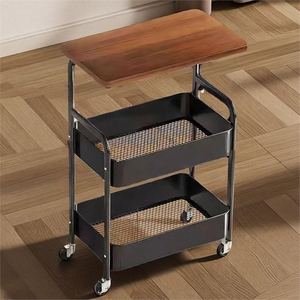 Estante de Almacenamiento Moderno de Múltiples Niveles con Superficie de Madera y Estructura Metálica para Organización del Hogar, Sala de Estar y Dormitorio, Tipo Vertical Resistente - Product Image 4