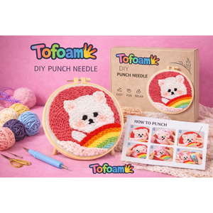 TOFOAM OEM Hot Selling Beginner-Friendly Handmade Cute Style Home Decoration DIY Art Work Punch Needle Embroidery Kit