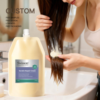 Crème de soin capillaire nourrissante, lissante et hydratante à la kératine végane pour tous types de cheveux