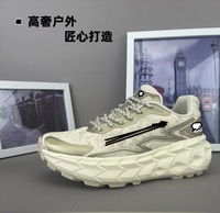 Sepatu Olahraga Luar Ruangan Unisex Mewah Kelas Atas Warna Beige Oranye Moonlight Hak Persegi Kulit Asli