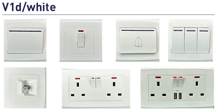VNX Switches and Socket 2 Wall Switch UK Standard 16A 6Pin Socket With Neon