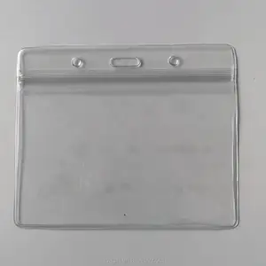 Atacado Titular Do Cartão de Plástico De Vinil Transparente, Estoque PVC Macio claro Id Badge Holder