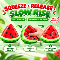 Jouet Squishy en PU en forme de tranche de pastèque à remontée lente, jouet anti-stress doux en forme de fruit, boîte de présentation de 12 pièces pour la vente en gros