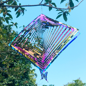 <span class=keywords><strong>Prix</strong></span> d'usine, moulin à vent 3D en acier inoxydable moderne fait à la main, coloré, de 12 pouces, en tôle métallique rotative, pendentif de <span class=keywords><strong>jardin</strong></span> - Product Image 2