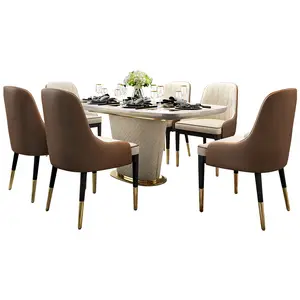 Post-modern marble dining-table rectangular light luxury dining tables and chairs set modern simple home UK style dining