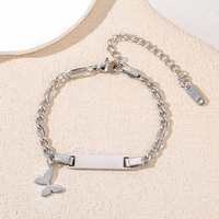 Bracelets à breloques rectangulaires en forme de papillon plaqués or rose tendance en acier inoxydable Ywyougang pour enfants