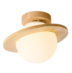 Plafonnier japonais en bois massif pour porche couloir plafonnier créatif nordique pour balcon petite <span class=keywords><strong>boule</strong></span> de verre ronde plafonnier lampes de cuisine - Product Image 1