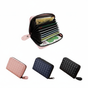 Mezzo portafoglio di lusso con cerniera a griglia portafoglio carte al vapore e portafoglio di banconote portamonete - Product Image 1