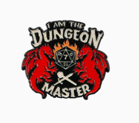 Épinglette de dragon D&D avec dés de jeu stylés